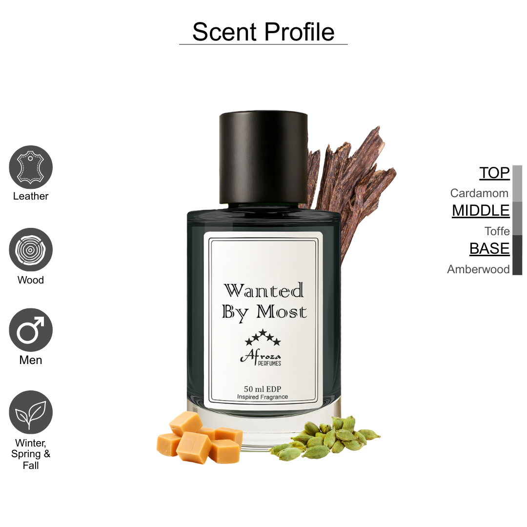 Wanted by Most Perfume for Men | Fresh Spicy Woody Citrus Fragrance | 50ml Unisex Eau de Parfum Spray | Luxury Gift for Him