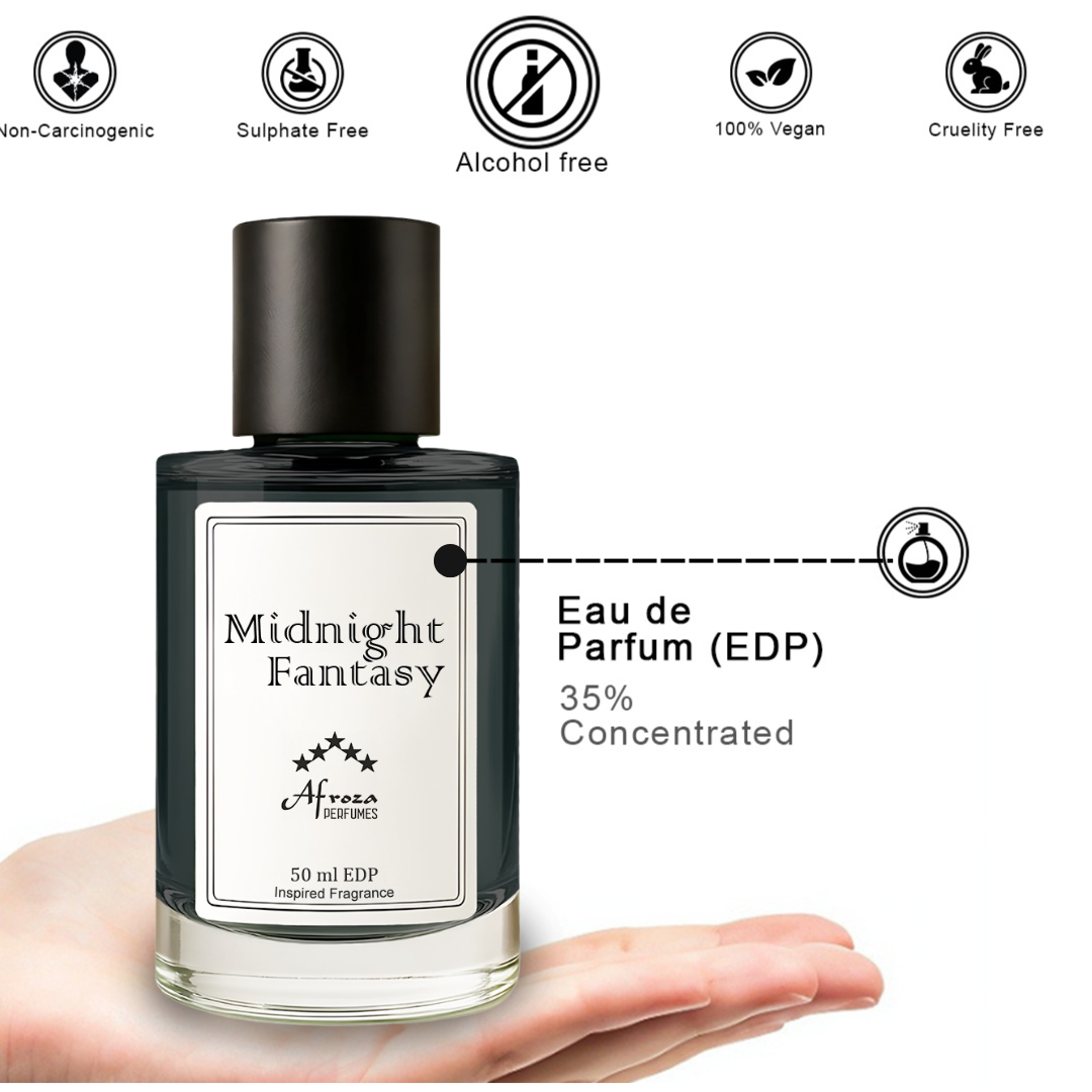 Midnight Fantasy Perfume for Women | Sweet Fruity Floral Gourmand Fragrance | 50ml Unisex Eau de Parfum Spray | Luxury Gift for Her