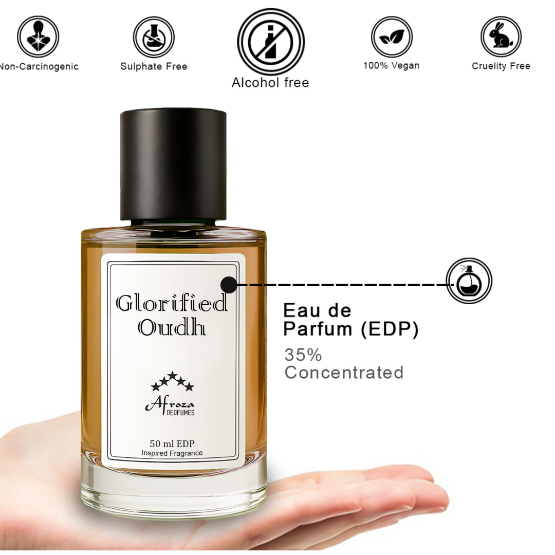 Glorified Oudh Perfume for Men | Warm Spicy Woody Oudh Fragrance | 50ml Unisex Eau de Parfum Spray | Luxury Gift for Him