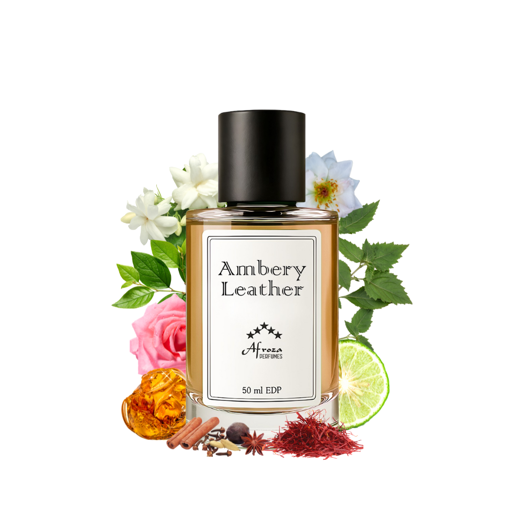 Ambery Leather Perfume for Men | Smoky Ambery Woody Leather Spicy Fragrance | 50ml Unisex Eau de Parfum Spray | Luxury Gift for Him