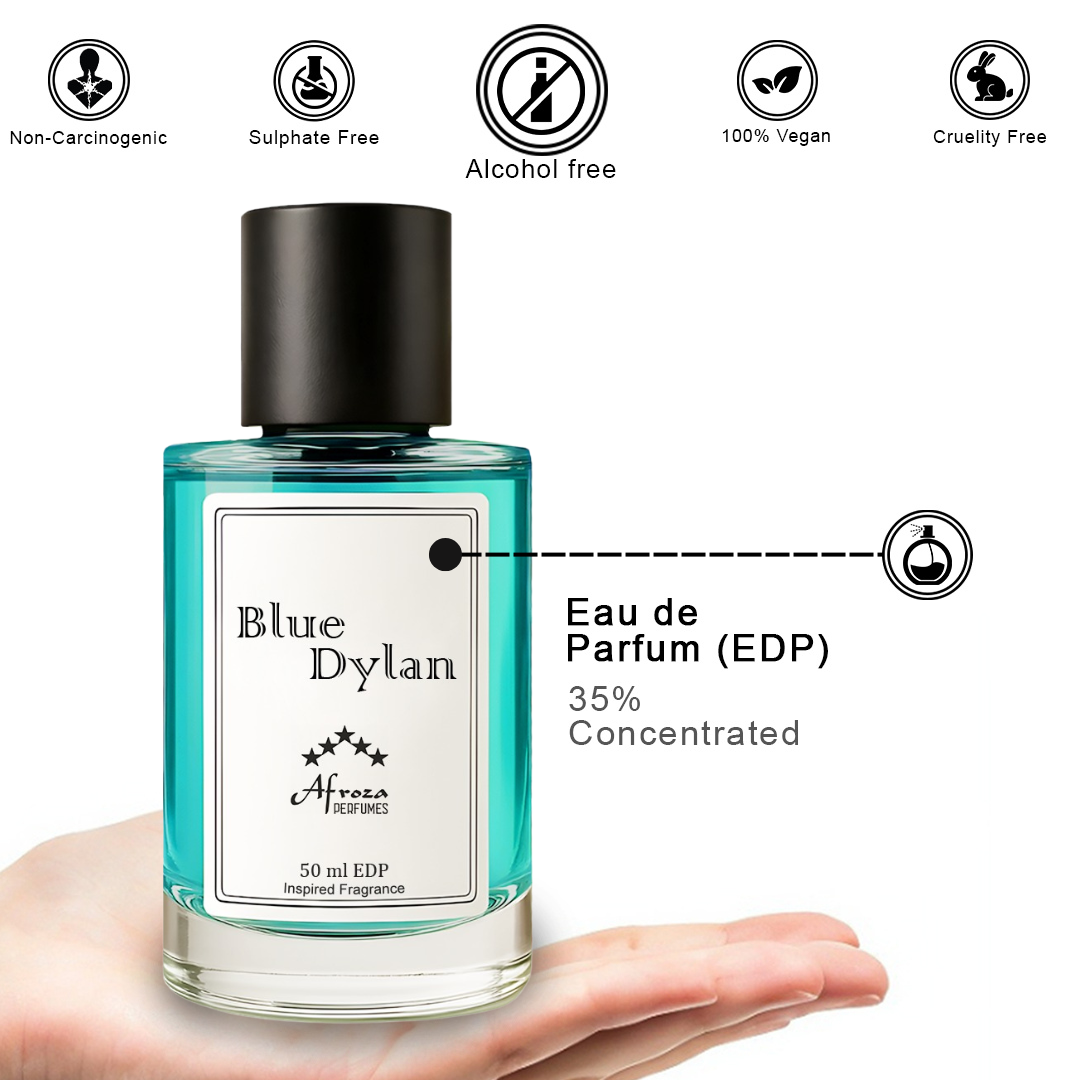 Blue Dylan Perfume for Men | Fresh Aquatic Citrus Woody Aromatic Fragrance | 50ml Unisex Eau de Parfum Spray | Luxury Gift for Him