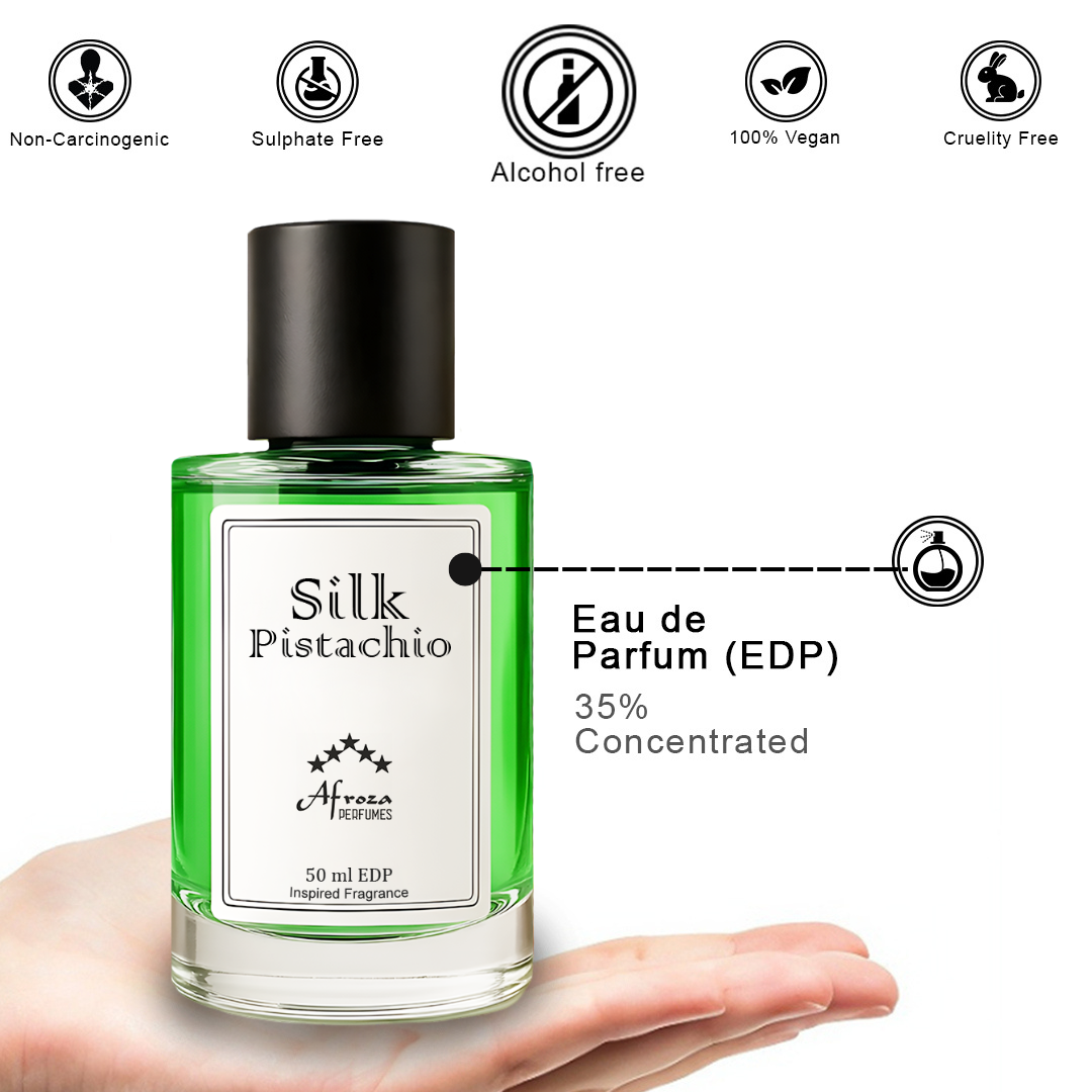 (Inspired By Pistachio Gelato) Silk Pistachio Perfume For Women | Creamy Gourmand Pistachio Vanilla Musk Fragrance | 50ml Apparel Perfume | Luxury Gift For Her