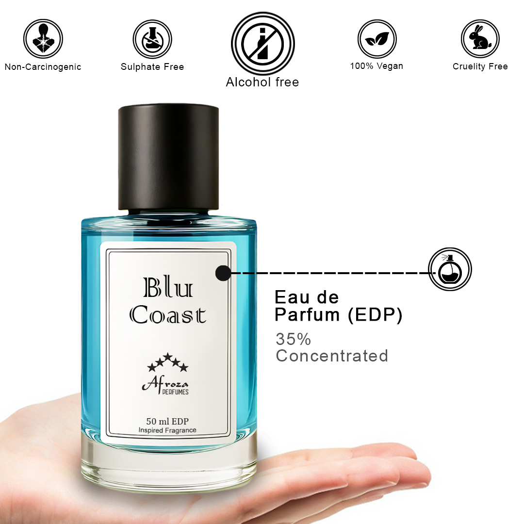 (Inspired By Amalfi Coast) Blu Coast Perfume For Women | Fresh Citrus Aquatic Floral Musk Fragrance | 50ml Apparel Perfume | Luxury Gift For Her