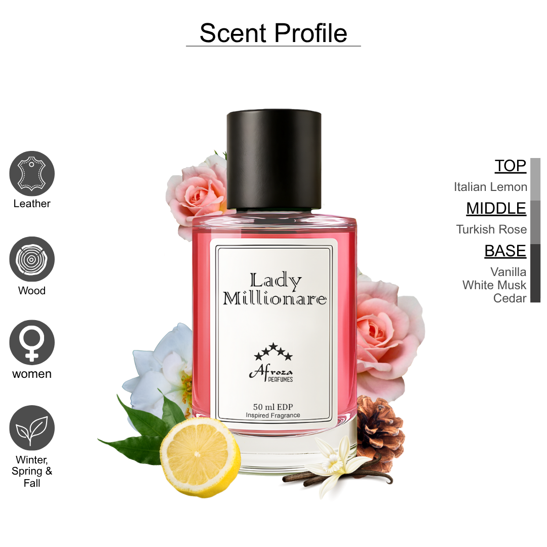 Lady Millionaire Perfume For Women | Sweet Fruity Floral Amber Musk Fragrance | 50ml Eau De Parfum Spray | Luxury Gift For Her